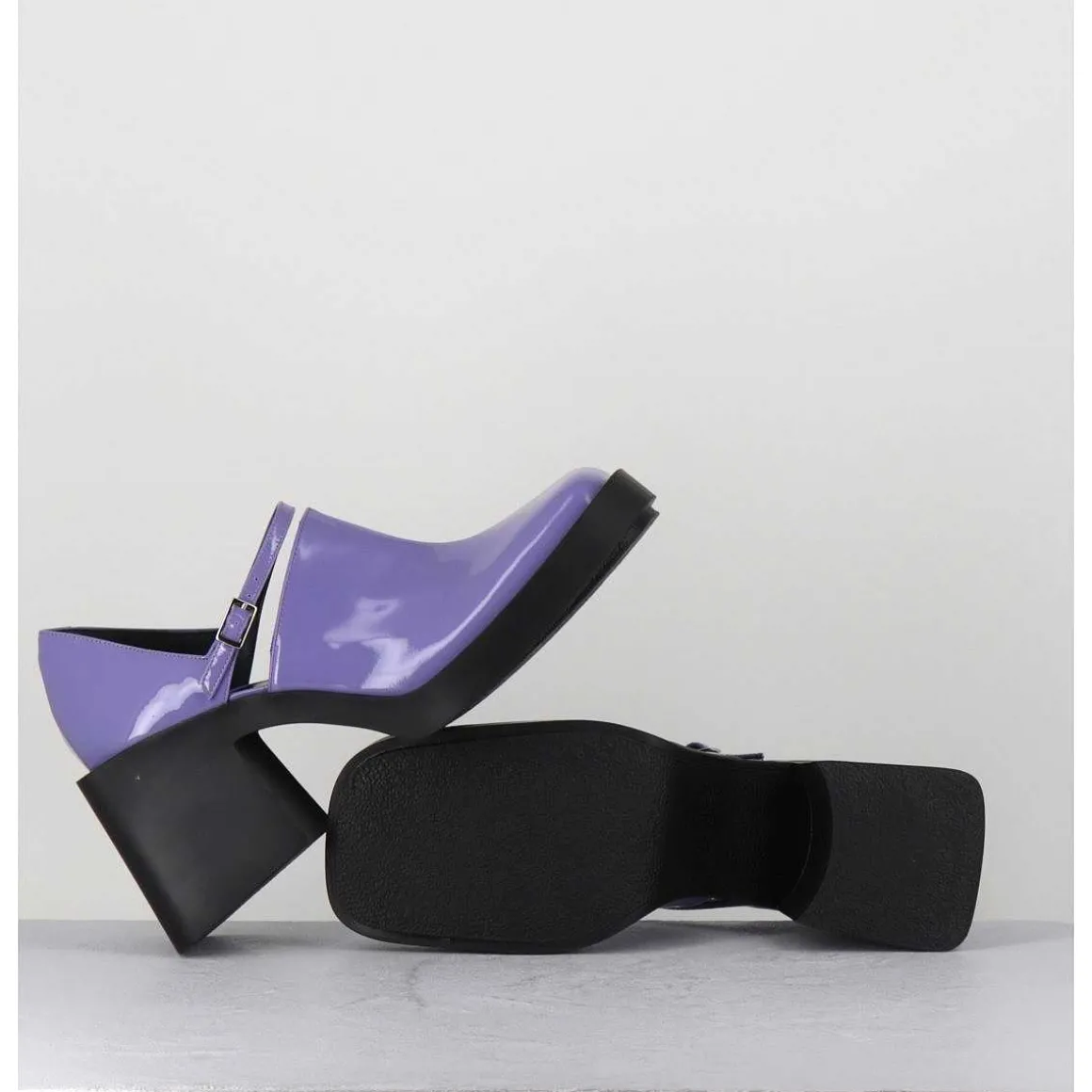 90S Mary-Jane En Cuir Vernis Lilas - Kim Lilac Patent