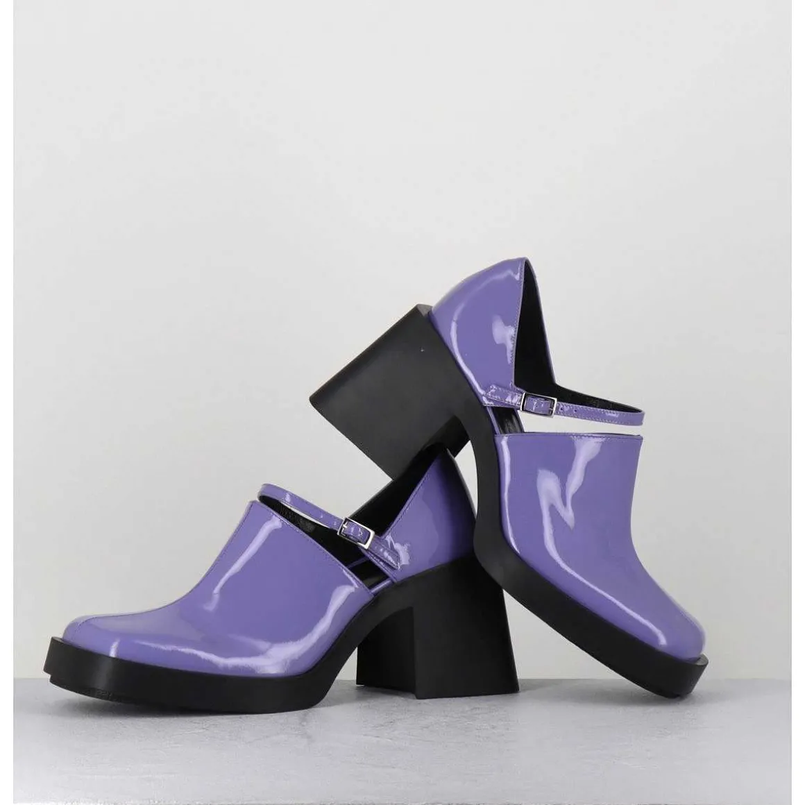 90S Mary-Jane En Cuir Vernis Lilas - Kim Lilac Patent