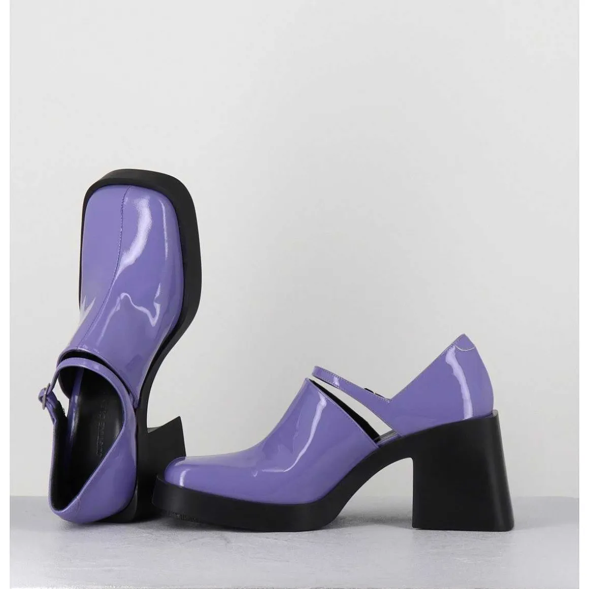 90S Mary-Jane En Cuir Vernis Lilas - Kim Lilac Patent