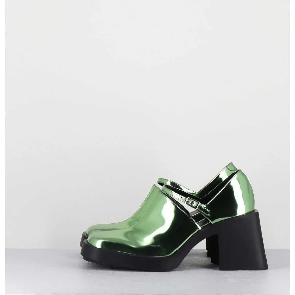 90S Mary-Jane Miroir Vert - Kim Metallic Green