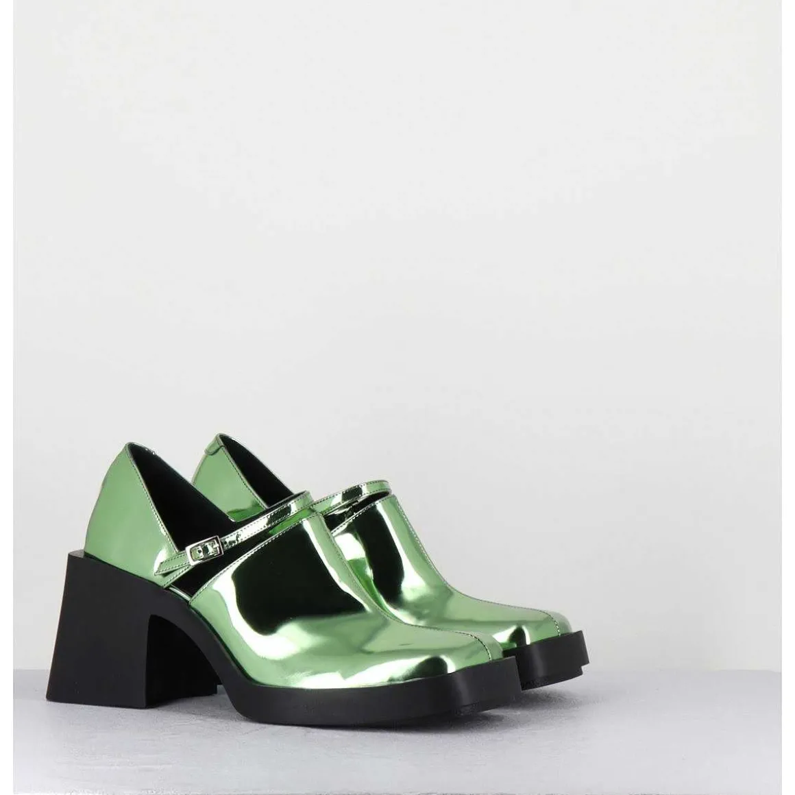 90S Mary-Jane Miroir Vert - Kim Metallic Green