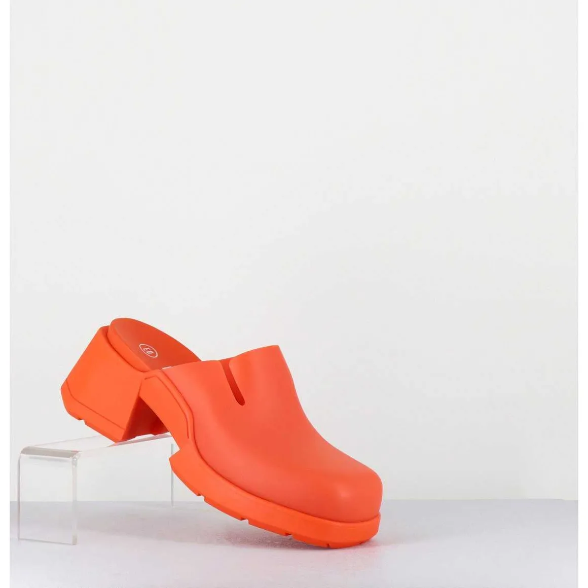 90S Orange Rubber Clogs - Blissa Orange Mules