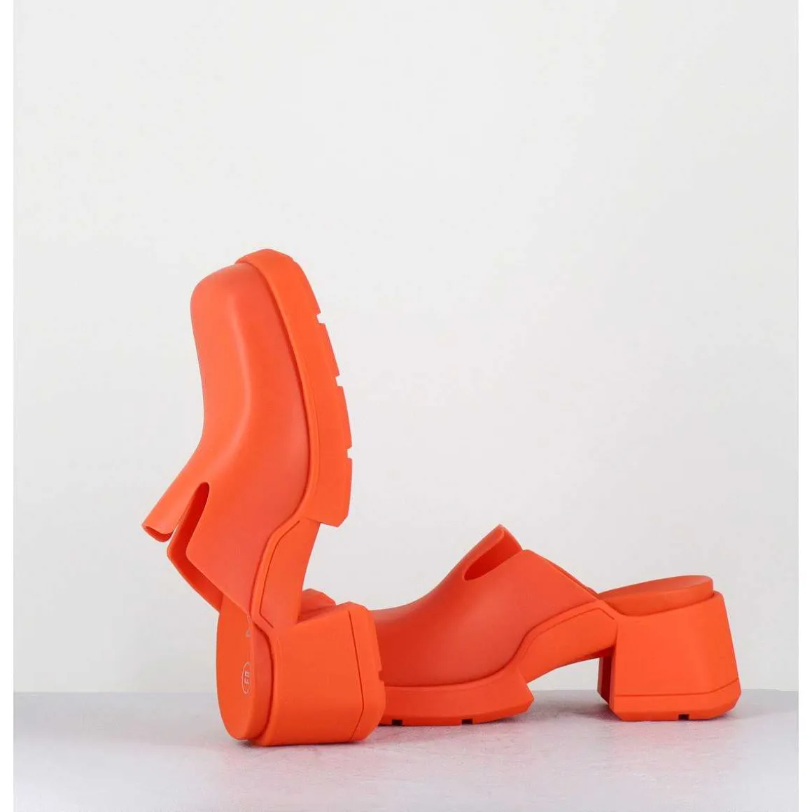 90S Orange Rubber Clogs - Blissa Orange Mules