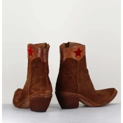 Saantiags En Daim Camel & Etoile Rouge - 3804 Roveschio Cuoio