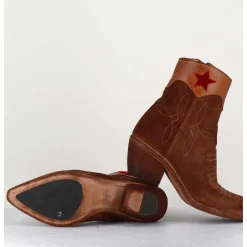 Saantiags En Daim Camel & Etoile Rouge - 3804 Roveschio Cuoio