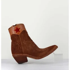 Saantiags En Daim Camel & Etoile Rouge - 3804 Roveschio Cuoio