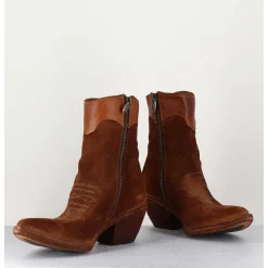 Saantiags En Daim Camel & Etoile Rouge - 3804 Roveschio Cuoio