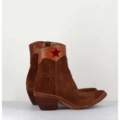 Saantiags En Daim Camel & Etoile Rouge - 3804 Roveschio Cuoio