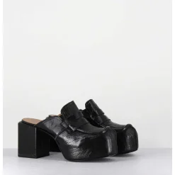 Sabot A Plateforme En Cuir Noir - 1Gs448 Naplak Nero