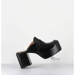 Sabot A Plateforme En Cuir Noir - 1Gs448 Naplak Nero