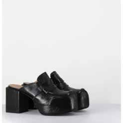 Sabot A Plateforme En Cuir Noir - 1Gs448 Naplak Nero