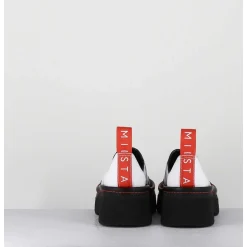 Sabots Chunky Cuir Blanc & Orange - Mercedes White Mules