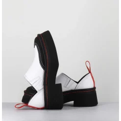 Sabots Chunky Cuir Blanc & Orange - Mercedes White Mules