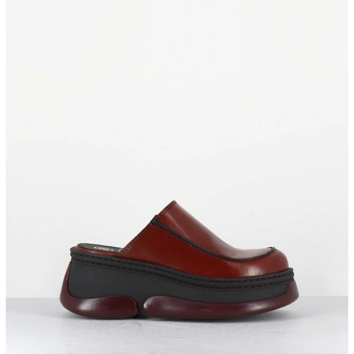 Sabots Compensees 90S Cuir Marron & Bubble Rubber - Brietta Brown Mules