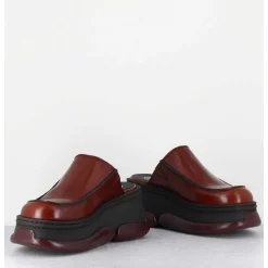 Sabots Compensees 90S Cuir Marron & Bubble Rubber - Brietta Brown Mules