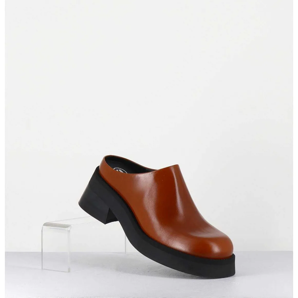 Sabots En Cuir Lisse Marron - Odile Brown Mules