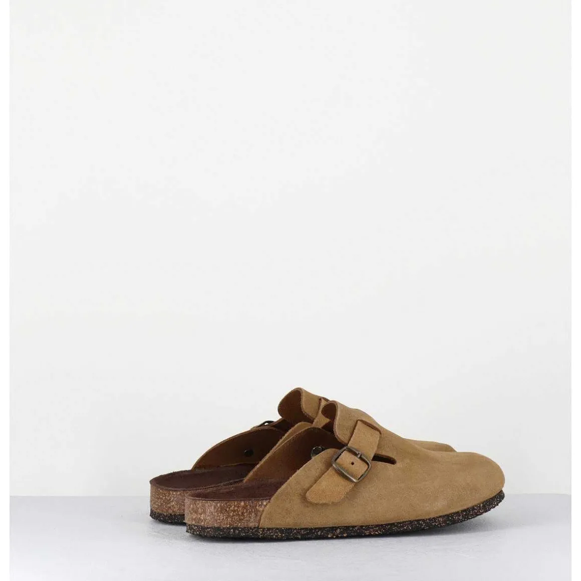 Sabots Plats En Daim Camel - 230 Pluri Daim