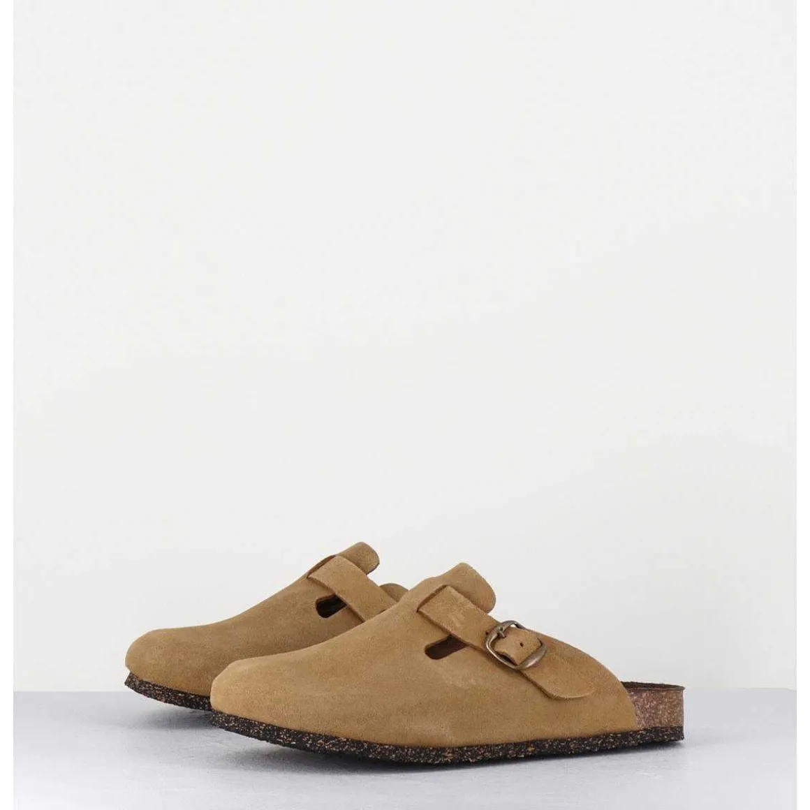 Sabots Plats En Daim Camel - 230 Pluri Daim