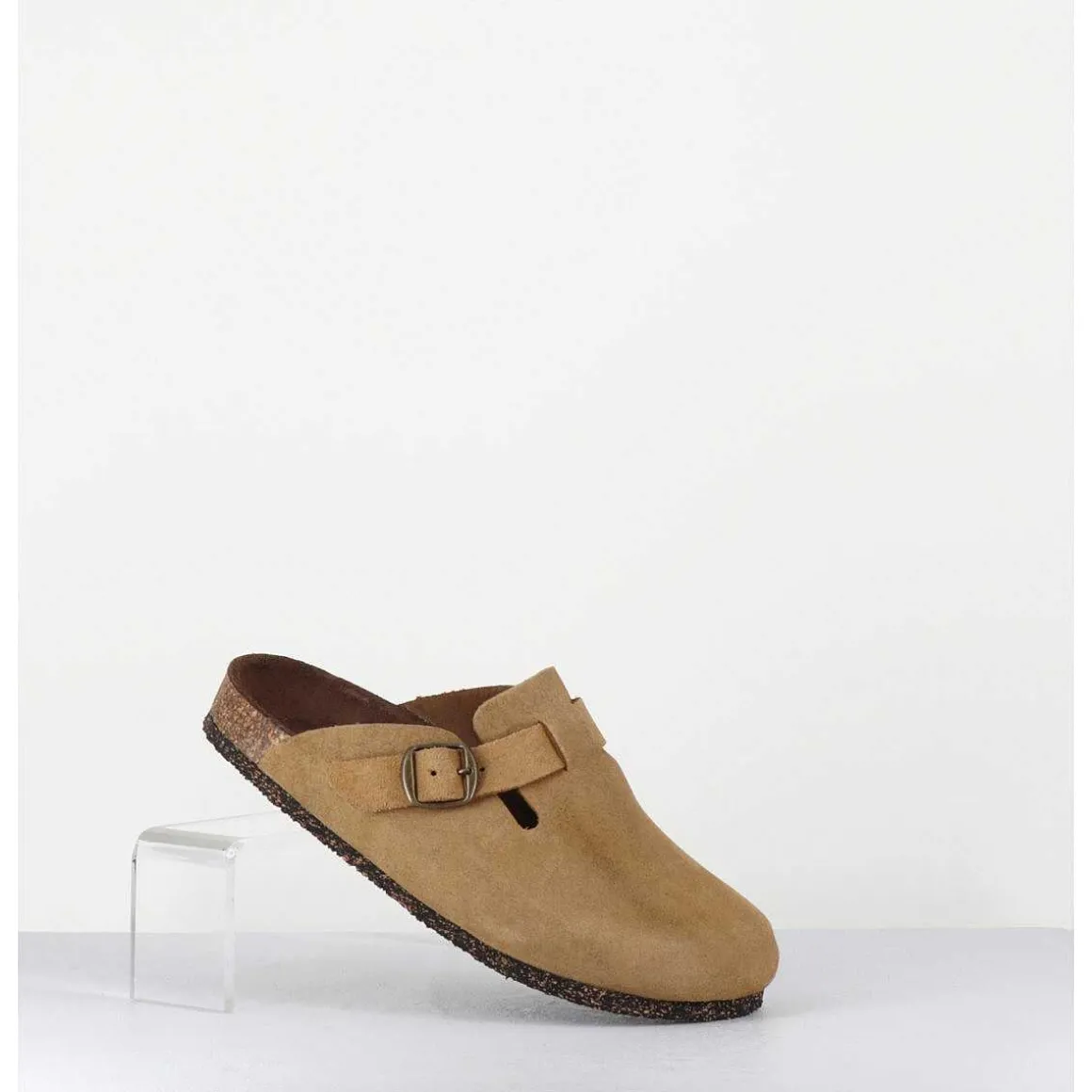 Sabots Plats En Daim Camel - 230 Pluri Daim