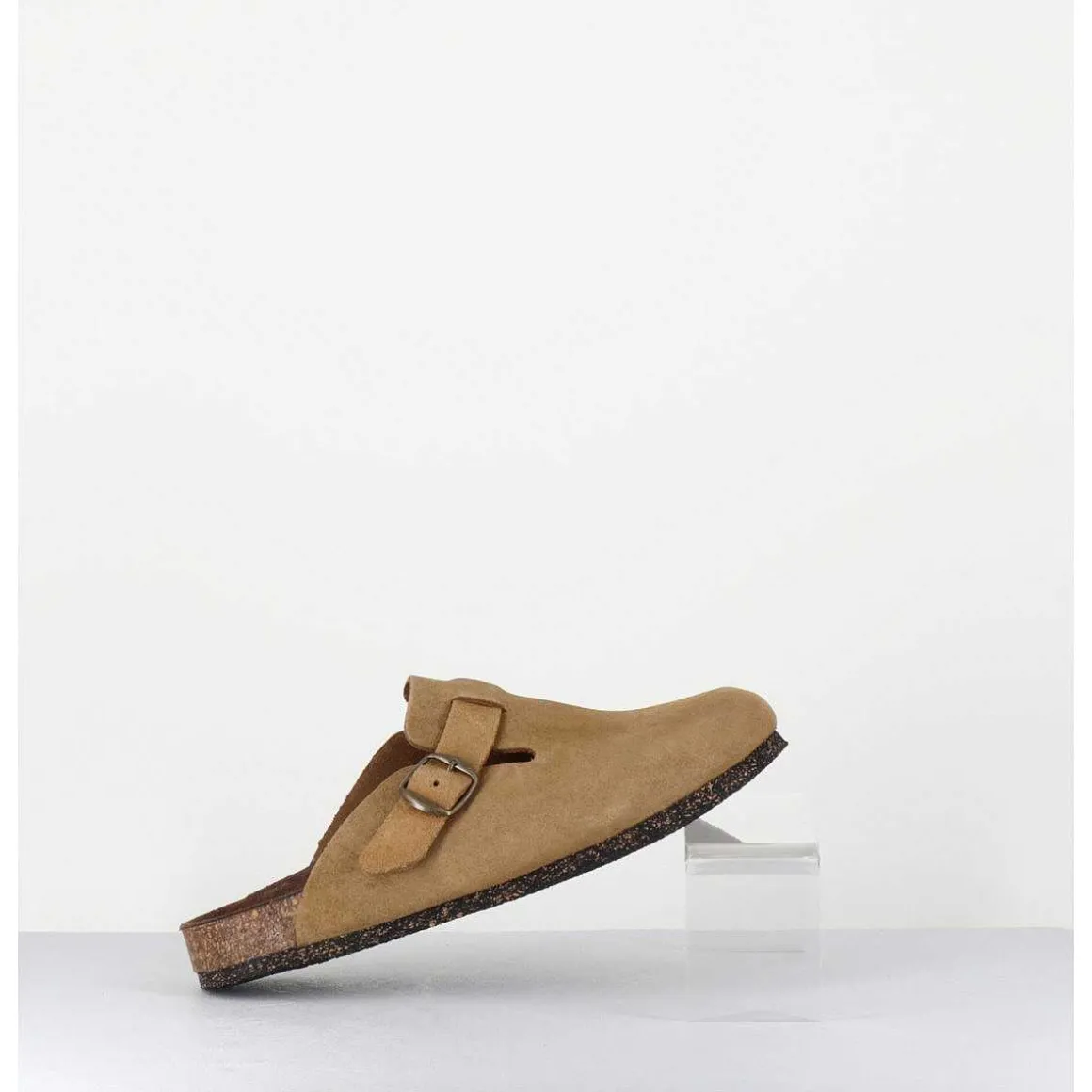 Sabots Plats En Daim Camel - 230 Pluri Daim