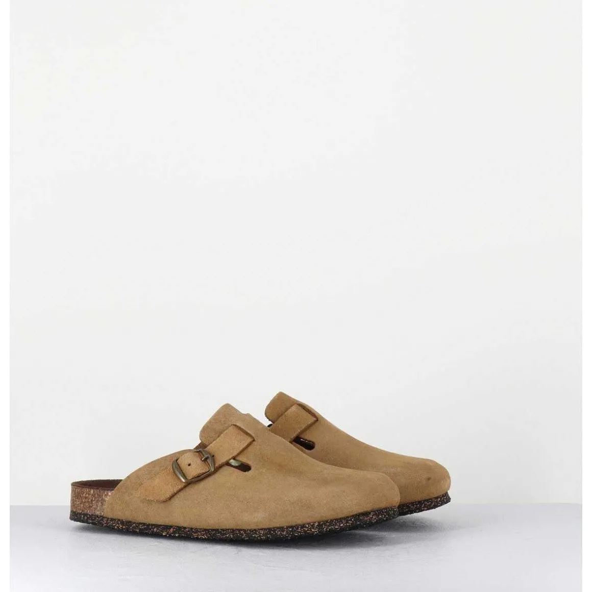 Sabots Plats En Daim Camel - 230 Pluri Daim