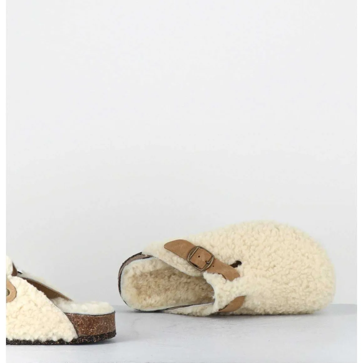 Sabots Plats Mouton Beige - 230-Bi Mouton Champagne