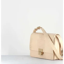 Sac En Cuir Imprime Croco Creme - M93 Cocco Rosa
