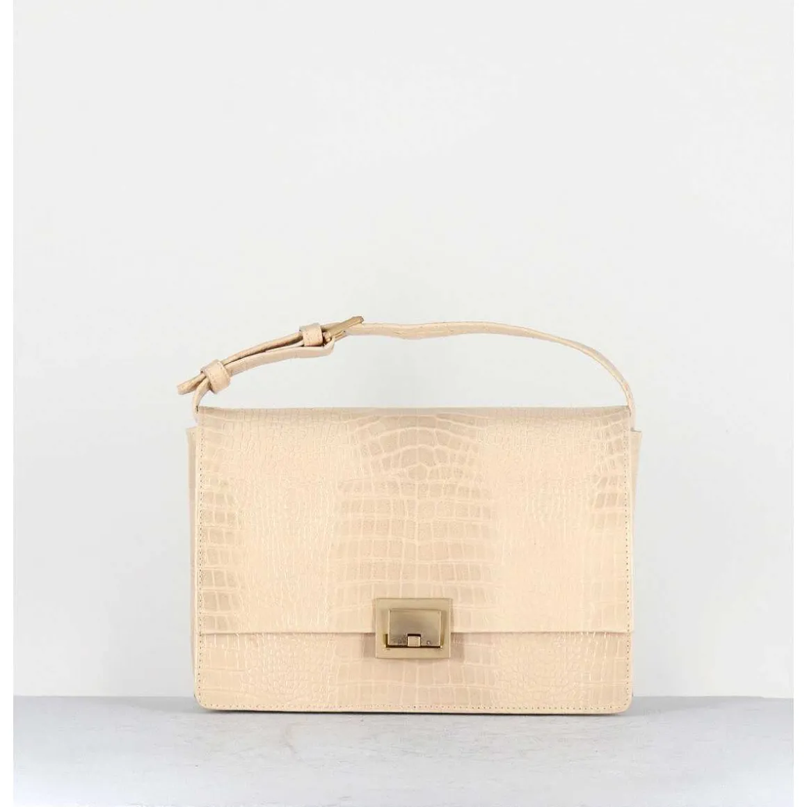 Sac En Cuir Imprime Croco Creme - M93 Cocco Rosa