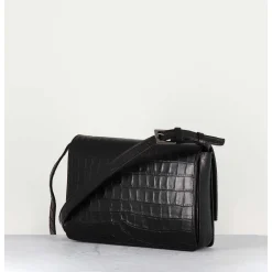 Sac En Cuir Imprime Croco Noir - M93 Cocco Nero