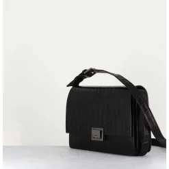 Sac En Cuir Imprime Croco Noir - M93 Cocco Nero