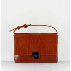Sac En Cuir Imprime Croco Brique - M93 Cocco Terra