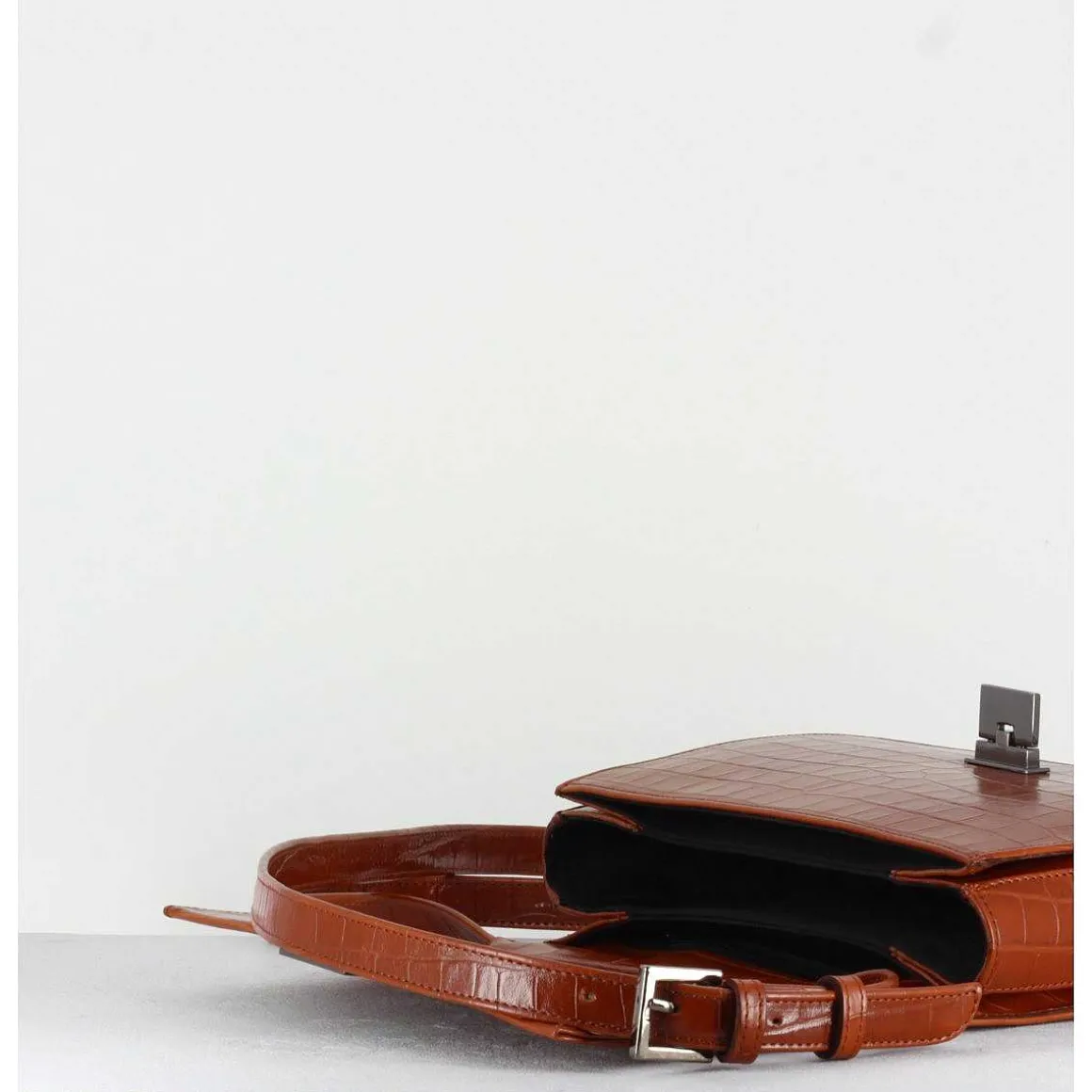 Sac En Cuir Imprime Croco Brique - M93 Cocco Terra