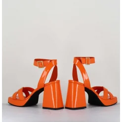 Sandales A Plateforme Cuir Vernis Orange - Sunny Vernice Arancio