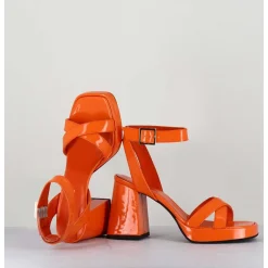 Sandales A Plateforme Cuir Vernis Orange - Sunny Vernice Arancio