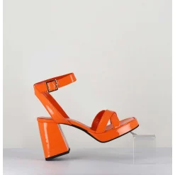 Sandales A Plateforme Cuir Vernis Orange - Sunny Vernice Arancio
