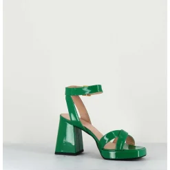 Sandales A Plateforme Cuir Vernis Noir - Sunny Vernice Verde
