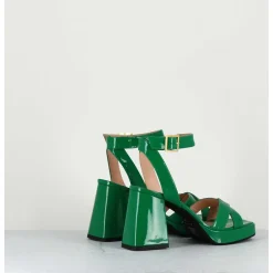 Sandales A Plateforme Cuir Vernis Noir - Sunny Vernice Verde