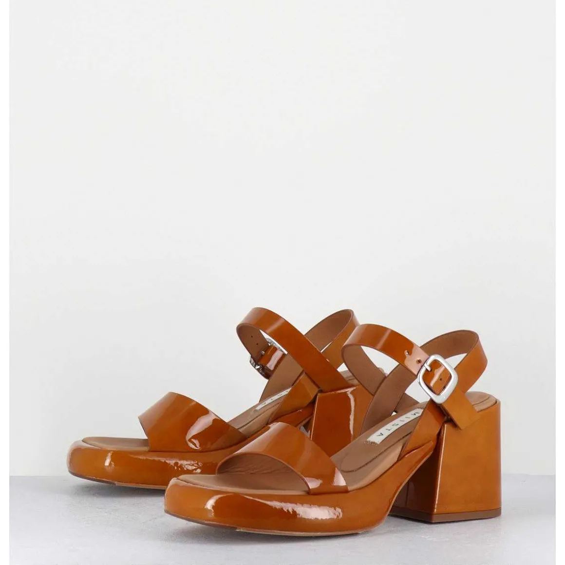 Sandales A Plateforme En Cuir Vernis Camel - Beverly Camel Sandals