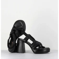 Sandales A Plateforme En Cuire Souple Noir - Aura Cloe Nero