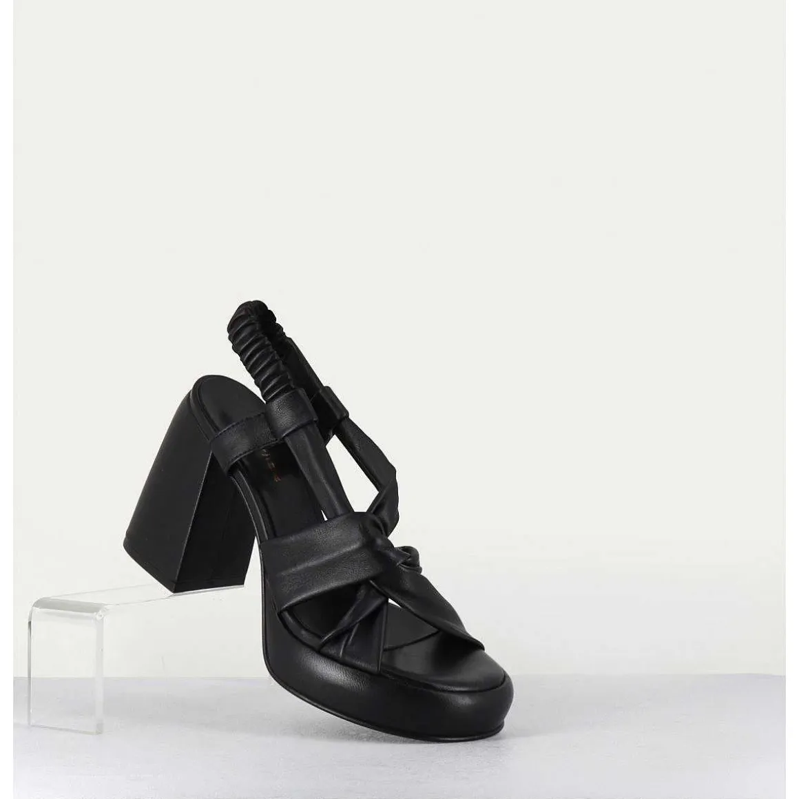 Sandales A Plateforme En Cuire Souple Noir - Aura Cloe Nero