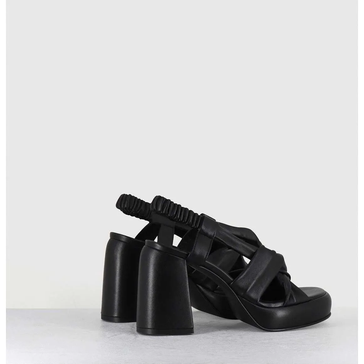 Sandales A Plateforme En Cuire Souple Noir - Aura Cloe Nero