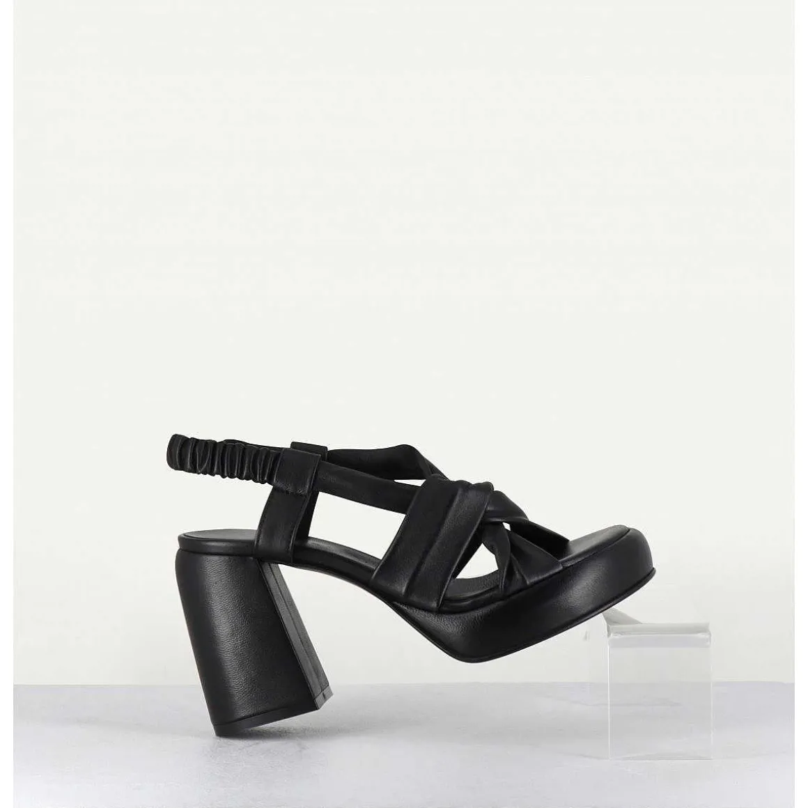 Sandales A Plateforme En Cuire Souple Noir - Aura Cloe Nero