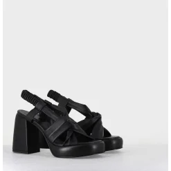 Sandales A Plateforme En Cuire Souple Noir - Aura Cloe Nero