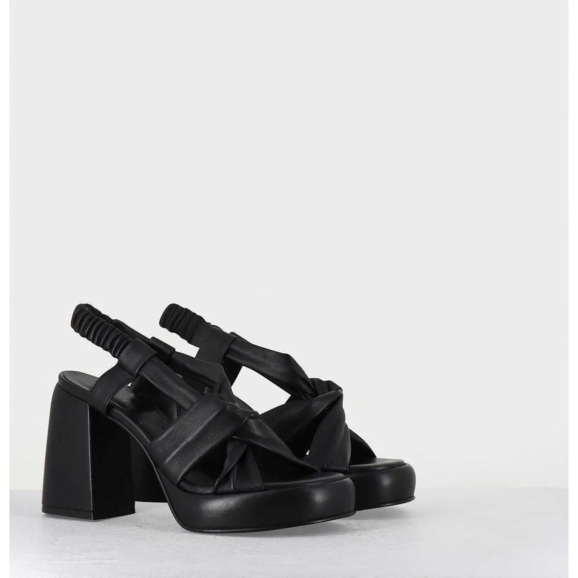 Sandales A Plateforme En Cuire Souple Noir - Aura Cloe Nero