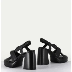 Sandales A Plateforme En Cuire Souple Noir - Aura Cloe Nero