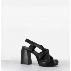 Sandales A Plateforme En Cuire Souple Noir - Aura Cloe Nero