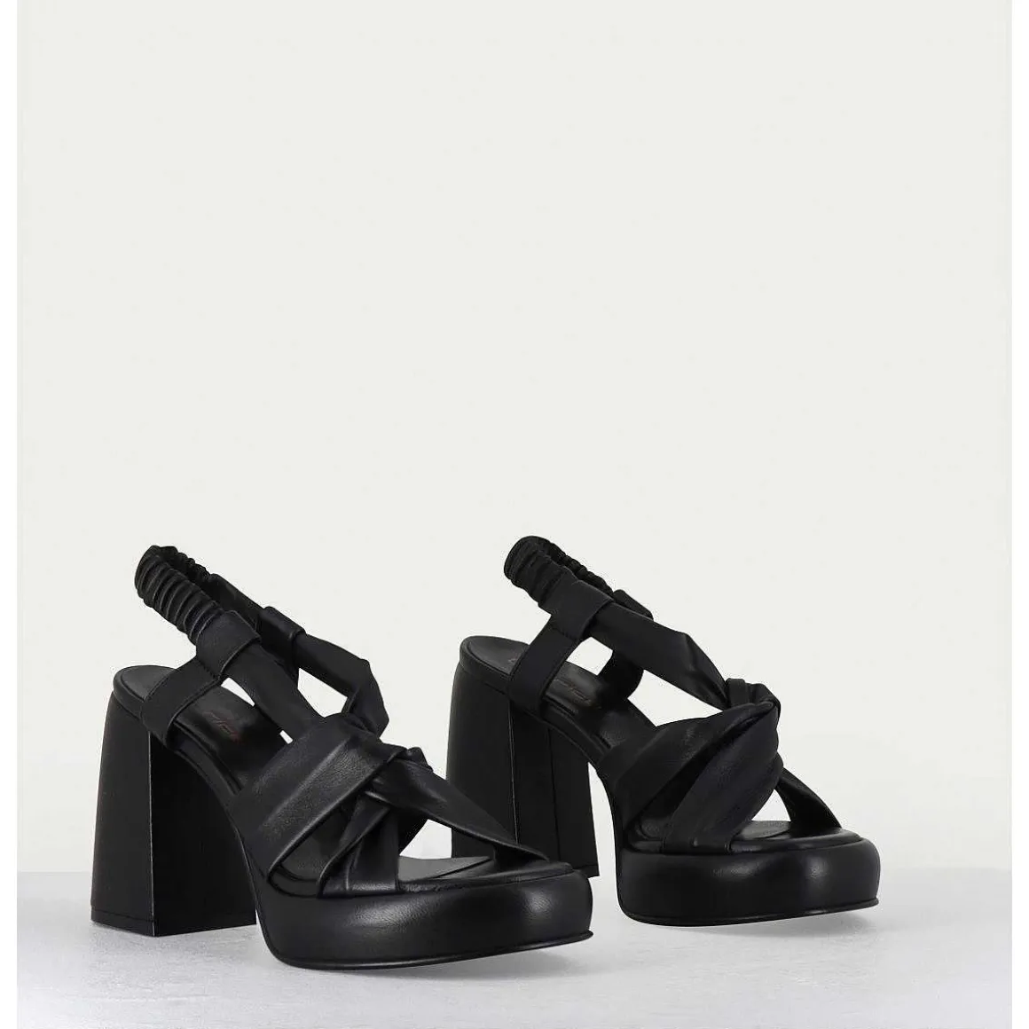 Sandales A Plateforme En Cuire Souple Noir - Aura Cloe Nero