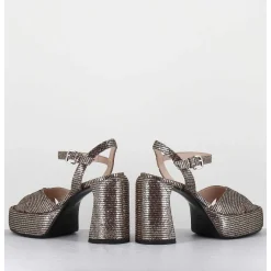 Sandales A Plateforme Imprime Disco Bronze - E3356 Lexy Oro