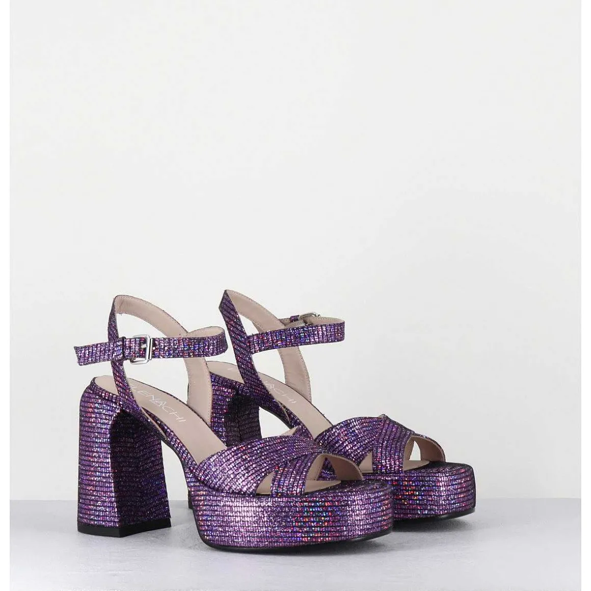 Sandales A Plateforme Imprime Disco Violet - E3356 Lexy Purple