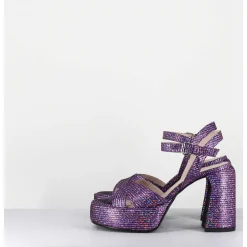 Sandales A Plateforme Imprime Disco Violet - E3356 Lexy Purple